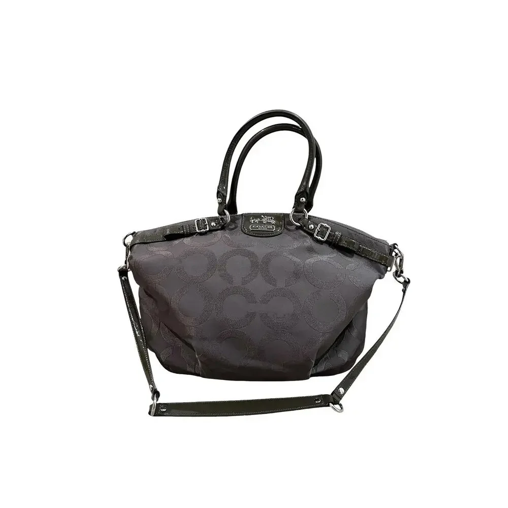 Coach Op Art Madison Lindsey Large Gray Handbag Satchel Tote